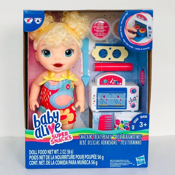 New in Box Baby Alive Snackin Treats Baby Doll With Curly Blonde Hair For Age 3+ - Picture 10 of 16